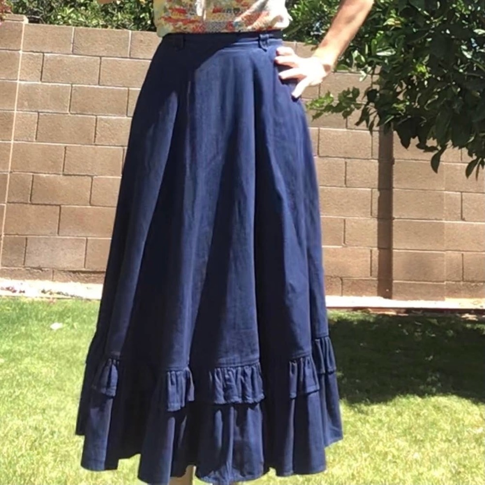 Wrangler Women's Skirt Size 9/10 Vintage Maxi Tiered Ruffle